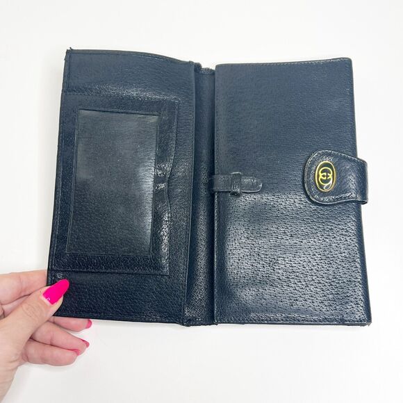 GUCCI Vintage Navy Supreme Web Ophidia Trifold Long Wallet Monogram FLAW 4 x 7.5 - Picture 4 of 12